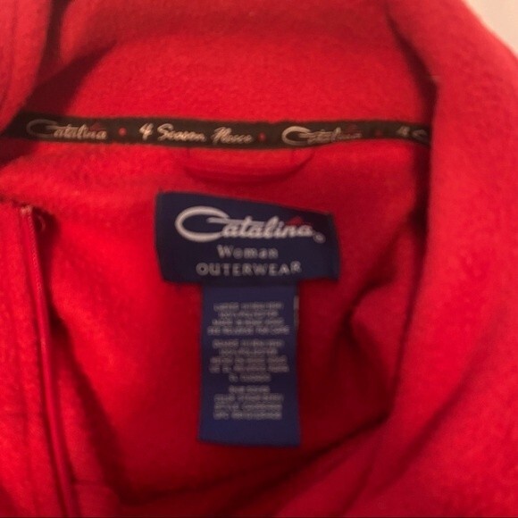 Catalina Fleece Red Zip Front Jacket Pockets Comfy Sexy Casual Size 1X - Picture 3 of 12